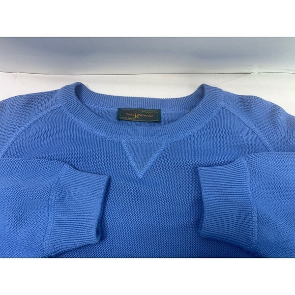 Peru Unlimited Mens Sweater Size Large Blue Crew Neck Pima Cotton Interlock - Picture 6 of 12